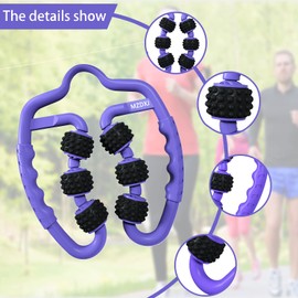 MZDXJ Upgraded Fit Roller Pro, 6-Wheel Fascia Muscle Roller,Massage Roller for Deep Tissue Massage, Muscle Soreness Relief, Thigh, Calf, Arm, Shoulder Cellulite Reduction(Purple-Black)