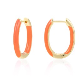 Huggie Hoop Earrings for Women 18K Gold Plated Colorful Enamel Huggie Earrings Small Hypoallergenic Cute Jewelry Gifts, Brass, No Gemstone