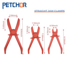 PETCHOR Hose Clamp Pliers, 6PCS Flexible Hose Pinch Off Pliers With Straight Jaw and 90° Angle, Plastic Line Clamp Pliers Set for Flexible Hoses Fuel Hoses Gas Lines Brake Hoses Radiator Hoses