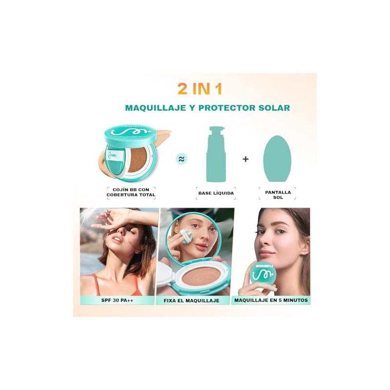 Base De Maquillaje BB Cream, Alta Cobertura, Larga Duración 24H,