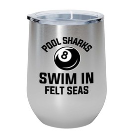 Billiard Silver Edition Wine Tumbler 12oz - Pool sharks - Pool Player Gifts Table Rail Balls Chalk Cue Sticks