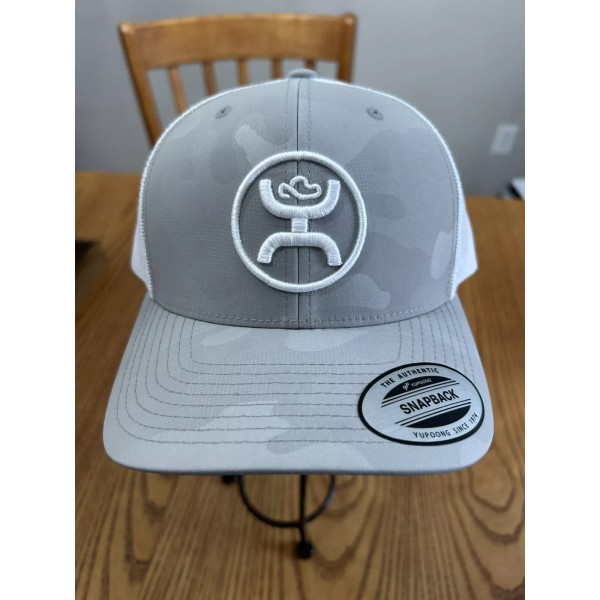 HOOey O CLASSIC TRUCKER SNAPBACK HAT OSFM CAMO GRAY WHITE
