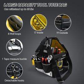 MARUTAI 10'' Small Tool Tote Bag, 43 Pockets Open Tool Bag, Tool Tote with Adjustable Straps and Waterproof, Tool Organizer Fits in All Cars/Trucks/Vans/Motorcycle