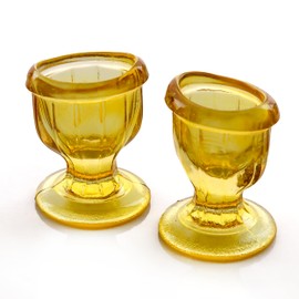 2activelife - Glass Eye Wash Cups (Set of 2) with Storage Container | Eye Cleaner Solution for Tired Eyes, Eyestrain, Makeup, and Dust | Eye-Shaped Rim for Eye Rinse and Cleansing - Yellow