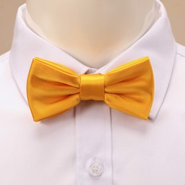 fortunatever Boys Solid Pre-tied Bow Ties,Yellow Adjustable Tuxedo Bowtie For Boy With Multiple Colors (11''-18'')