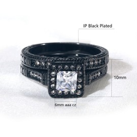 ringheart Couple Rings Matching Ring 1ct AAA CZ Women Wedding Ring Sets for Him and Her His Her Wedding Ring, Metal crystal rhinestone stone, Cubic Zirconia,