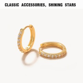 LICHUANUK Women's Creole Earrings, 2 Pairs Hoop Earrings Set, Hypoallergenic Small Sleeping Hoop Earrings with AAA Zirconia, Gold Hoop Earrings Set in 6/8 mm, Gold, Stainless Steel