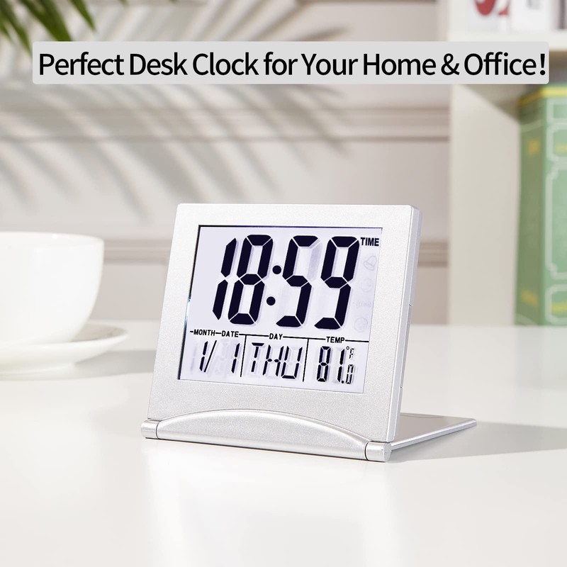 KANBIT Small Digital Travel Alarm Clock Battery Operated, Portable Large