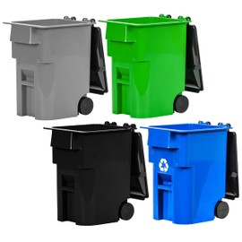 Set of 4 Mini Trash & Recycling Cans with Lid & Wheels for Wrestling Action Figures