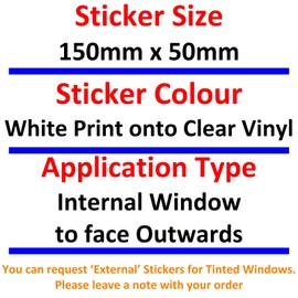 2 x VEHICLE Stickers No Eating Drinking Smoking Vaping Wear your Seat Belt Signs CCTV Fitted Security Protection Health and Safety Window Minibus Cab Notice Reverse 150x50mm White On Clear