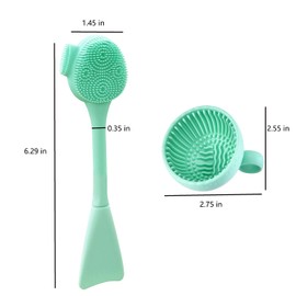 Combination of Silicone Facial Mask Applicator, Cleaning Brush, Exfoliating Brush and Makeup Brush Cleaning Bowl, Makeup Brush Cleaning Pad,for Facial Care and Makeup Removal (Green)