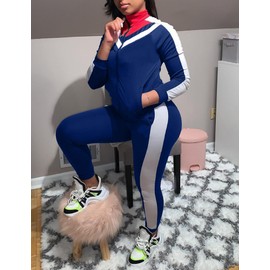 Bealin Two Piece Outfits for Women Jogging Sets Workout Sweat Suits Tracksuit Zip Up Sweatshirt Sweatpants Lounge Sets Royal Blue XX-Large