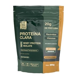 SP HUMANIA Proteína Clara | Proteína Aislada de Suero (Whey Protein Isolate) | Clarificada | Sabor Tropical Mix | Con Vitaminas B y C | Fácil Disoluci