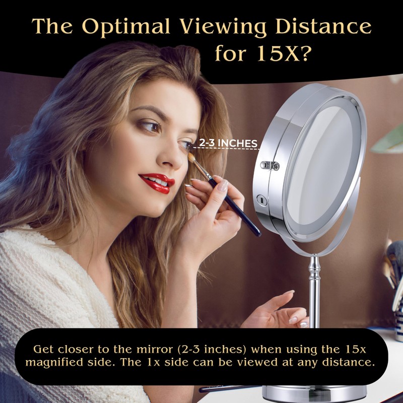 Super Zoom 15X Magnifying Makeup Mirror with Lights - 15X