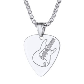 PROSTEEL Stainless Steel Guitar Pick Necklace Men Women Pendant Chain Punk Rock Music Note Jewelry