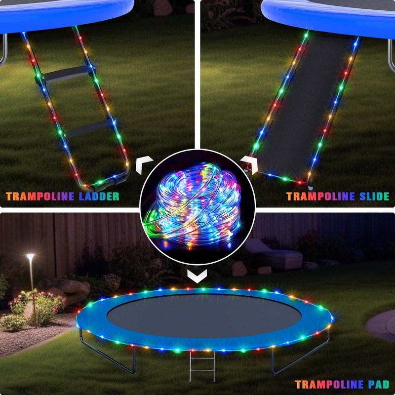 JMEXSUSS 200 LED Trampoline Accessories Solar Rope Light, 66ft IP