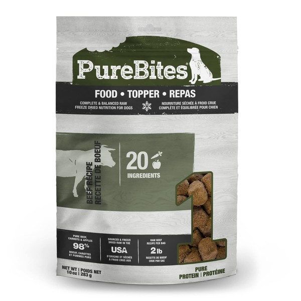 PureBites Beef Freeze Dried Dog Food • Topper, 20 Ingredients,
