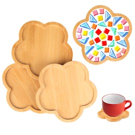 Bamboo Mosaic Coasters, Blank Craft Pads for DIY Mosaic Projects, Creative Drinking Cups and Plant Coasters, Heart Shaped Art Plates, 4 Pieces