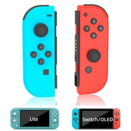 Wireless Switch Controller Replacement for Switch/OLED/Lite,Dual Vibration, 6-Axis Gyro, Wake-Up, Motion Control, Screenshot, Anti-Slip Grip/Joystick,Left/Right Gamepad,No NFC,(Blue and Red)