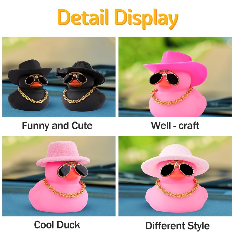 wonuu Car Dashboard Rubber Duck Ornament, Car Decoration Ducks with