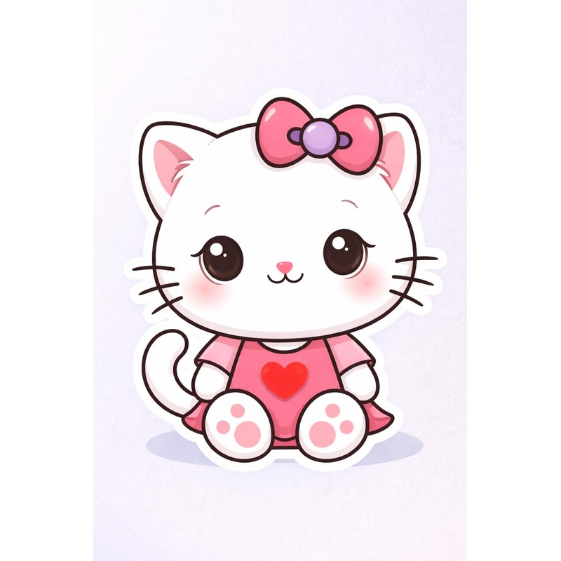 WSQ My Cute Kitty Sticker Vinyl Premium Quality Multicolor for