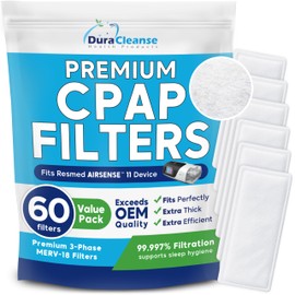 Dura Cleanse CPAP Filters - 60-Pack Premium Replacement Filters for ResMed AirSense 11 and Aircurve 11 Machines - Meets OEM Filter Requirements for BiPAP and CPAP Machine Supplies and Accessories