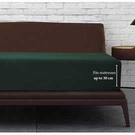 Linen Home Super King Fitted Sheet Grey Deep fit 12''/30cm Microfibre Easy Care Fitted Bed Sheets SuperKing - Ultra Soft Brushed Wrinkle and Fade Resistance Bedding(Super King, Bottle Green)