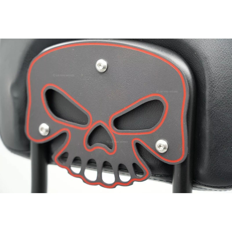 JME Matte Black Skull Passenger Backrest Mounting Bracket for Harley