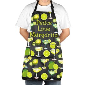 Margarita Apron Peace Love Margarita Drinking Lover Gift Bartenders Apron With Pockets Barman Apron (Peace Love Margarita Apron)