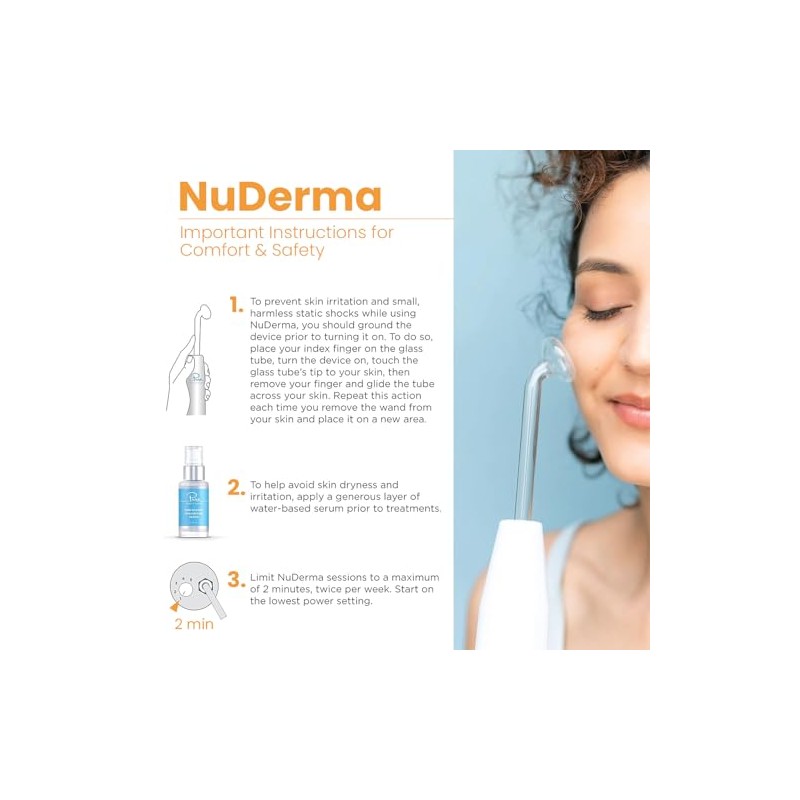 NuDerma Skin Therapy Wand - Portable Handheld High Frequency Skin