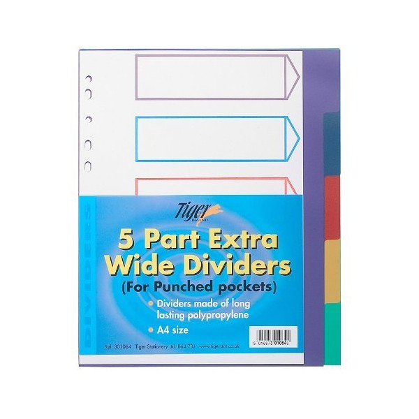 4x A4 Extra Wide Colour Coded 5 Part Strong Filing