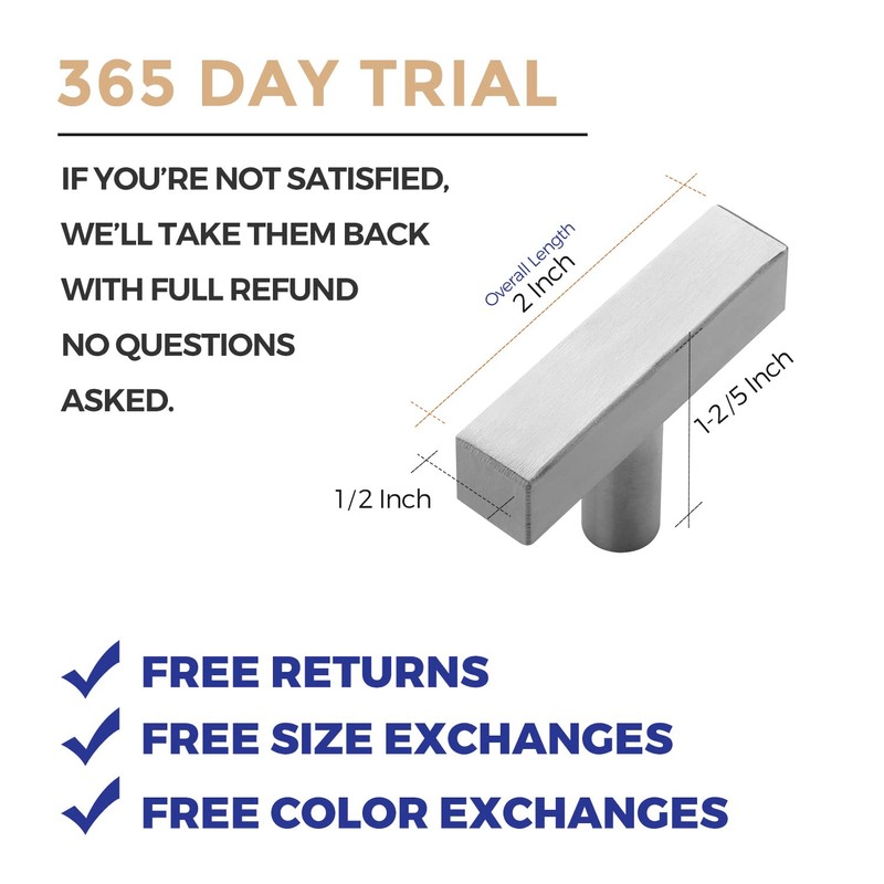 Ravinte 1 Piece Brushed Nickel T Bar Cabinet Knobs 2