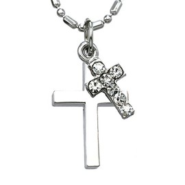 SoulBreezeCollection Two Christian Catholic Cross Anklet Charm Clear Rhinestones Ankle Bracelet for Women