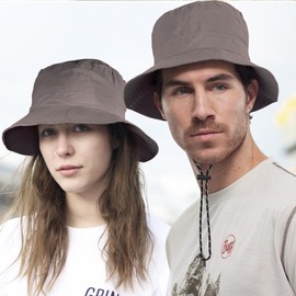 YIFAM Packable Bucket Hats Women Adjustable Summer Lightweight Hat Foldable Beach Fishing Cap Dark Grey