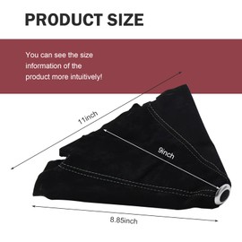 Zikefest Car Shift Boot Cover, Suede Leather Manual Automatic Shift Boot Sleeve Dust Protector Cover, Universal Interior Car Accessories for Most Car Truck SUV (Black/Black Line)