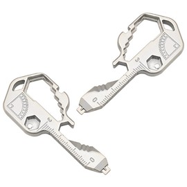 2 pcs 24-in-1 Stainless Steel Utility Key,Multi-Tool Keyring with Bottle Opener, Screwdriver, Ruler, Wrench, Wire Stripper, Bit Driver,Compact Key Shaped Pocket Tool for Men, Gifts, and Everyday Us