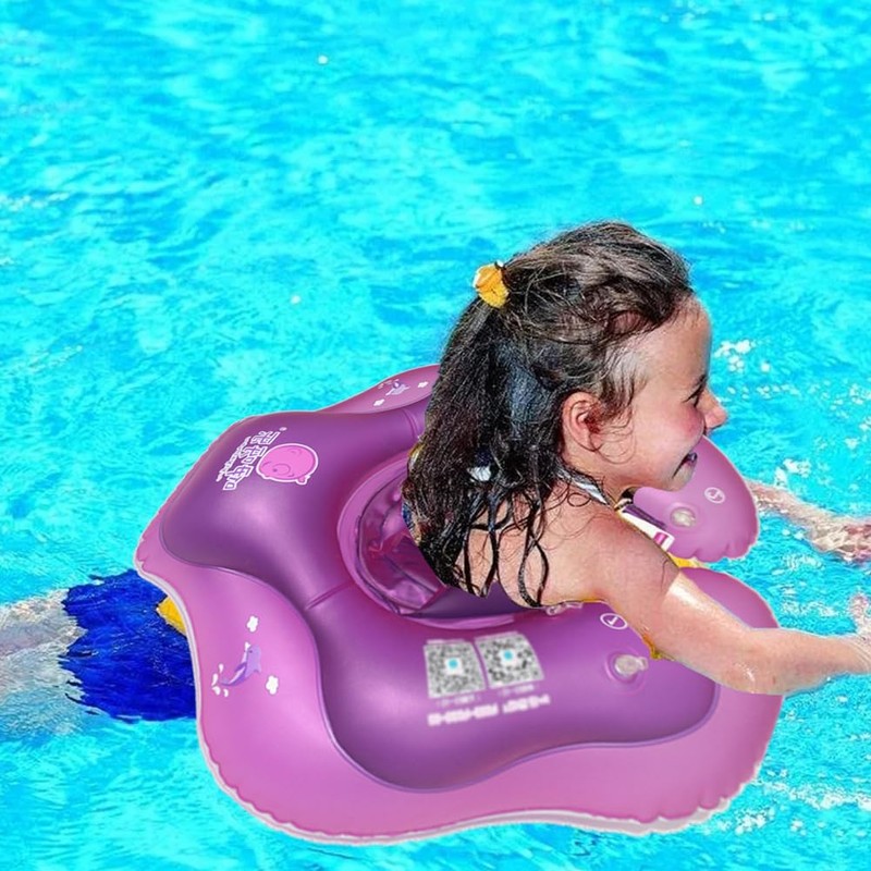 LKNBIF Purple Inflatable Swimming Ring, Children's Cute Inflatable Swimming Hoop,