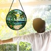 DASTOLL Stained Glass Window Hanging, Green Beach Scenery Suncatcher Diamond