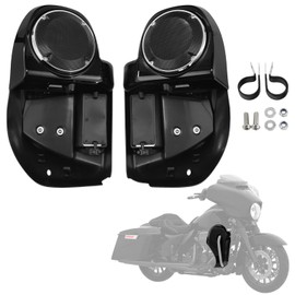 XFMT Motorcycles Vivid Black Lower Vented Leg Fairing W/Speaker Box Pods & Grills For Harley Touring Air-Cooled Road King Street Glide Road Glide Electra Glide 2014-2024