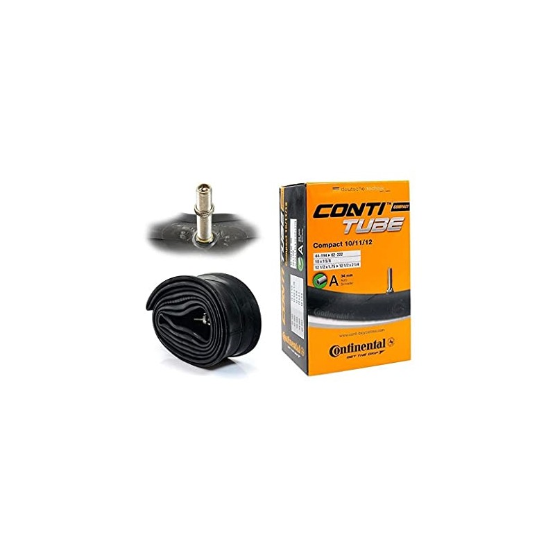 Continental Men's Compact Schrader Valve 34mm Inner Tube-Black, 12 Inch