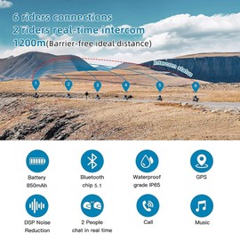 EJEAS V6 Motorcycle Bluetooth Headset, 2 Riders Motorcycle Intercom Helmet Communication System with Noise Reduction and Bluetooth 5.1 for Motorcycling Skiing and Climbing (2 Pack)