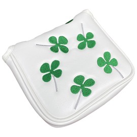 Square Golf Mallet Putter Cover Head Cover - Putter Headcover Magnetic Closure - Waterproof PU Leather - Lucky Clover Design