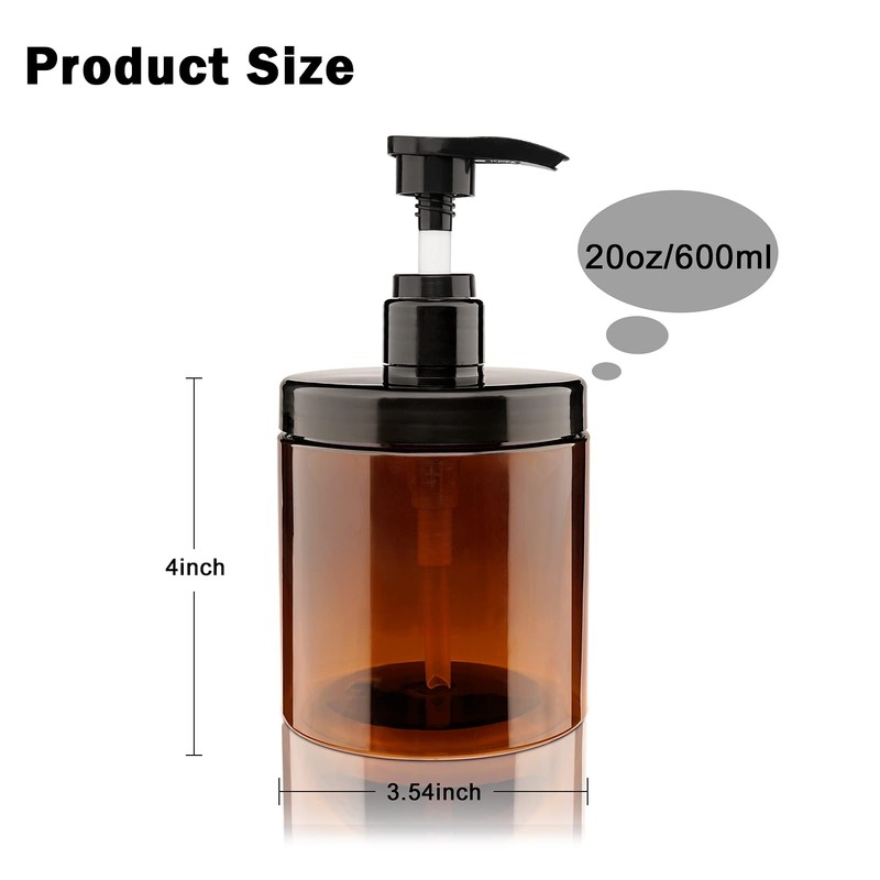 Hethyo Pump Bottle Dispenser 3 Pcs 600ml/20oz Refillable Plastic Pump