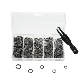 Fishing Split Rings Kit: 250pcs Heavy Duty Steel Fishing Lure Making Ring Fishing Hook Connector Tackle(Black Split Mini Plier Set)