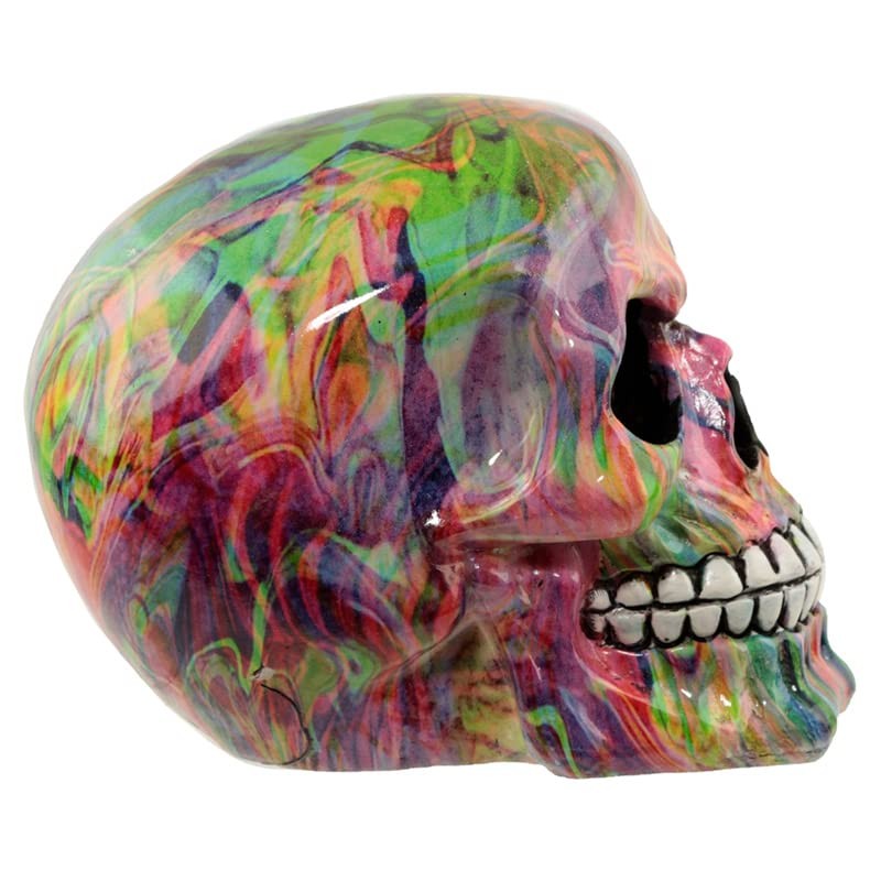 Puckator Rainbow Marble Effect Skull Ornament - Home Decoration -