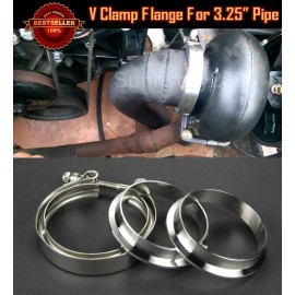 SDeelCase T304 Stainless V Band Clamp Flange Assembly Kit For Nissan 3.25" OD Exhaust Pipe