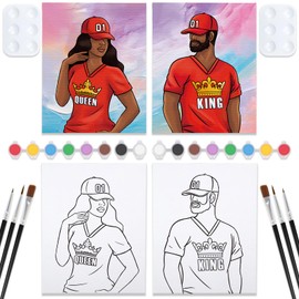 Nuberlic 2 Pack 8x10 Pre Drawn Canvas for Painting for Adult Love Couple Pre Drawn Stretched Canvases Date Night King and Queen