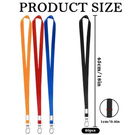 XHDA 20PCS Black Lanyards for Neck, Lanyards for ID Badge, Lanyard with Metal Swivel Hook for ID Card Badge Holder