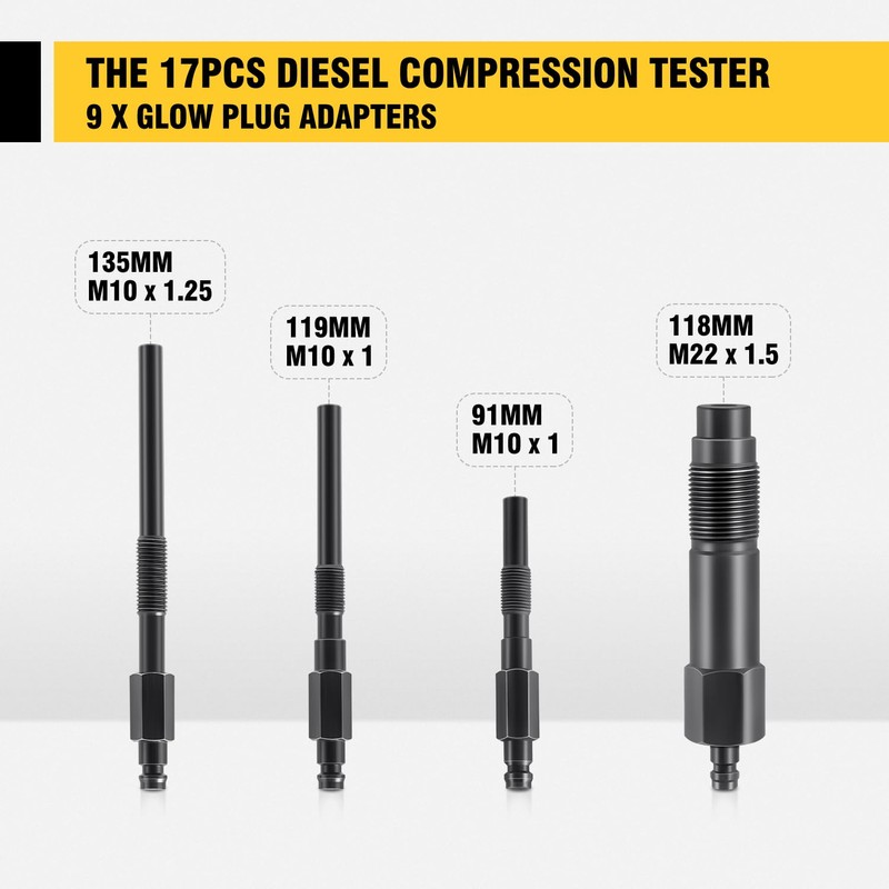 DNA MOTORING TU-15B Diesel Engine Compression Gauge Tester with Gauge