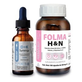 Hemagic  Kit De Folma Hn (160 Cápsulas) Con Biotina Y Mthf  Dk Synergy (30 Ml) Con Vitaminas D3 Y K2                                                  